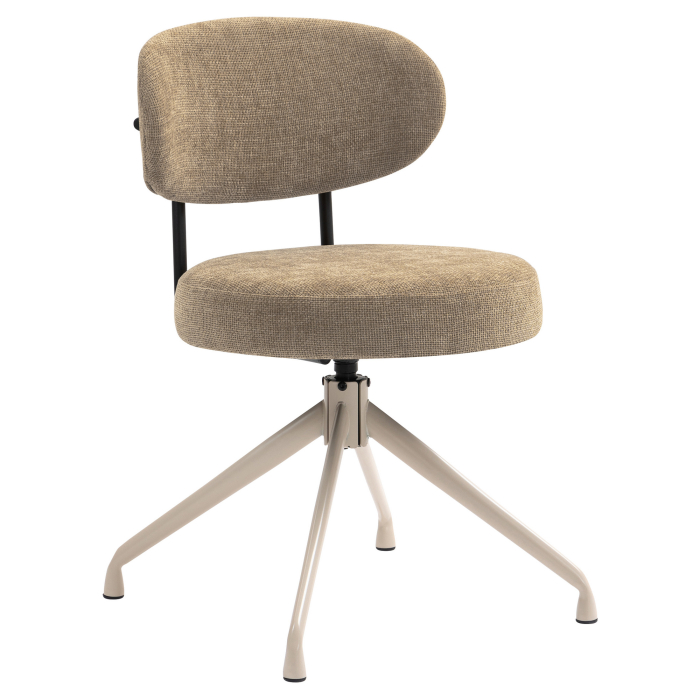 Lina | Hotel Stuhl | Taupe | Stoff/Textil | Drehfuß | Gestell Weiß