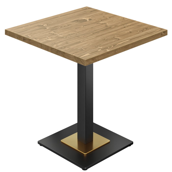 LIANA | Bistro Tisch | B:T 70 x 70 cm | H 75 cm | Eiche | Gestell: Schwarz/ Gold