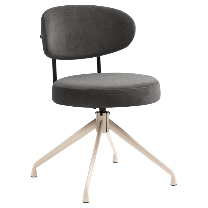 Lina | Hotel Stuhl | Grau | Samt | Drehfuß | Gestell Weiß