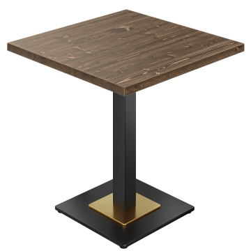 LIANA | Tavolo Bistro | L: 60 x 60 cm | H 75 cm | Noce | Struttura: Nero/ Oro