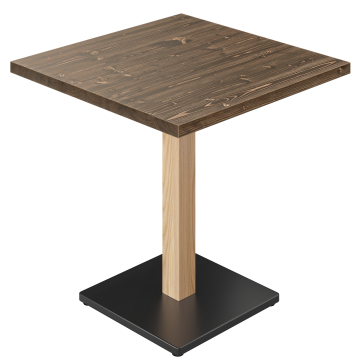 LIANA | Bistrotisch | B: 60 x 60 cm | H: 75 cm | Walnoot | Onderstel: Zwart / Eiken