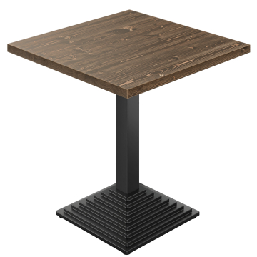 LILIANA | Bistrobord | B: 80 x 80 cm | H: 80 cm | Valnød | Stel: Sort | Søjle: 8 x 8 cm