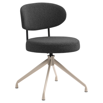 Lina | Hotel Stuhl | Dunkel Grau | Teddystoff | Drehfuß | Gestell Weiß