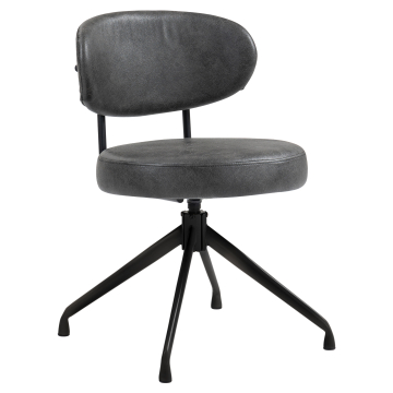 Lina | Hotellstol | Svart | Skinn | Svingbar base