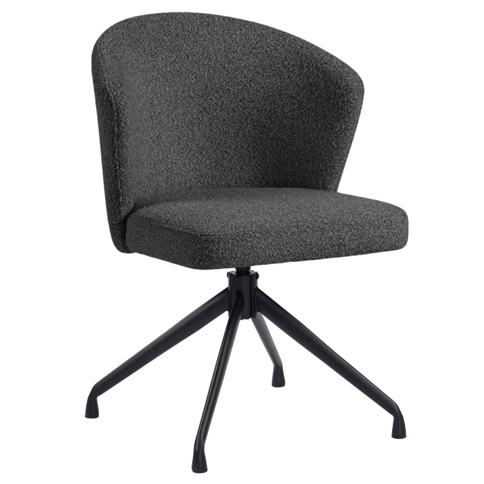 Lynn | Hotel Stuhl | Dunkel Grau | Teddystoff | Drehfuß