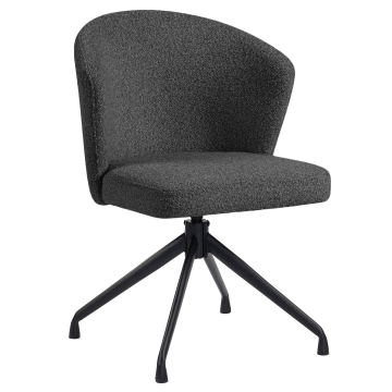 Lynn | Hotel Stuhl | Dunkel Grau | Teddystoff | Drehfuß