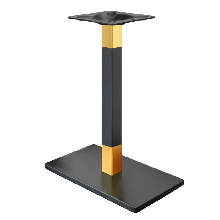 MADRID | Bistro Standing Table Frame | Black/Gold | Height: 105 cm | Column: 6 x 6 cm | Base Plate: 40 x 70 cm