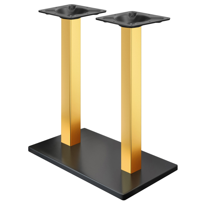MADRID | Bistro double stand table frame | Black/Gold | Height: 104 cm | Column: 6 x 6 cm | Base plate: 40 x 70 cm