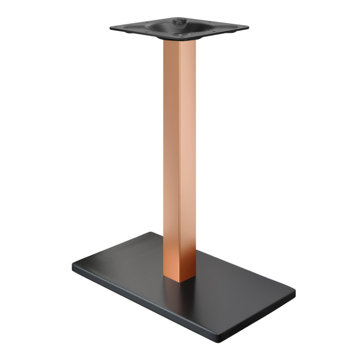 MADRID | Bistro Table Frame | Black/Copper | Height: 105 cm | Column: 8 x 8 cm | Base Plate: 40 x 70 cm