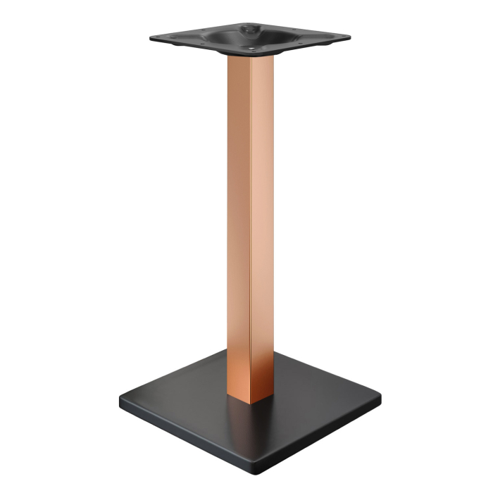 MADRID | Structure de table de bar bistro | Noir/Cuivre | Hauteur : 104 cm | Colonne : 8 x 8 cm | Plateau : 40 x 40 cm