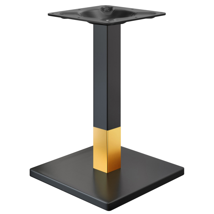 MADRID | estructura de mesa de bistró | Negro/Oro | Altura: 71 cm | Columna: 6 x 6 cm | Placa base: 45 x 45 cm