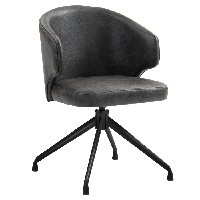 Marie | Hotel Chair | Black | Leather | Swivel Base