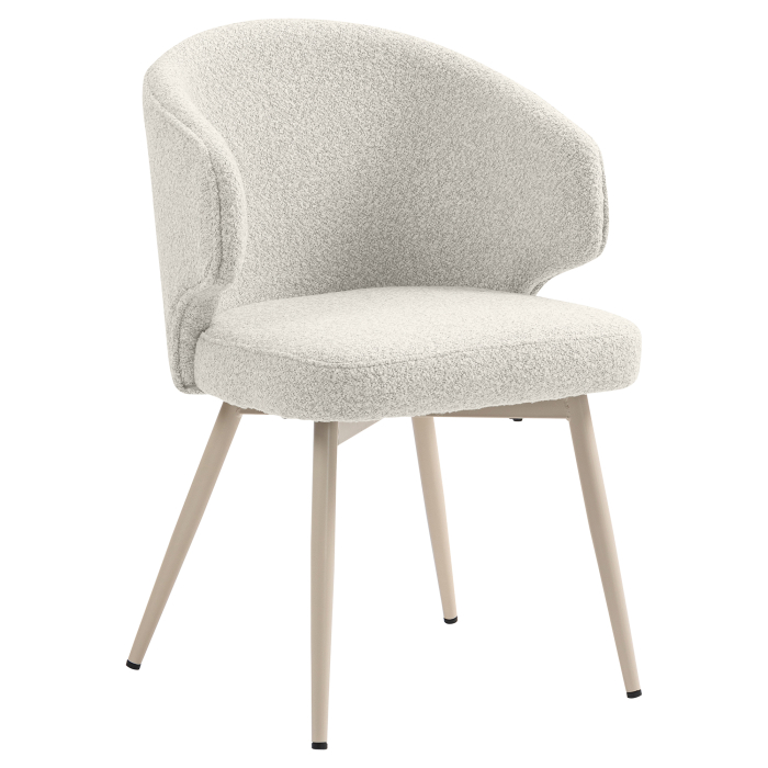 Marie | Hotel Stuhl | Creme | Teddystoff | Gestell Weiß