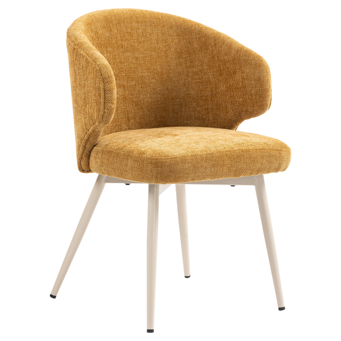 Marie | Hotel Stuhl | Honig Braun | Stoff/Textil | Gestell Weiß