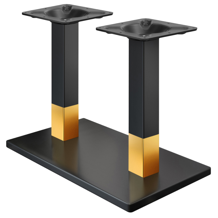 MADRID | Bistro Double Table Frame | Black/Gold | Height: 72 cm | Column: 6 x 6 cm | Base Plate: 40 x 70 cm