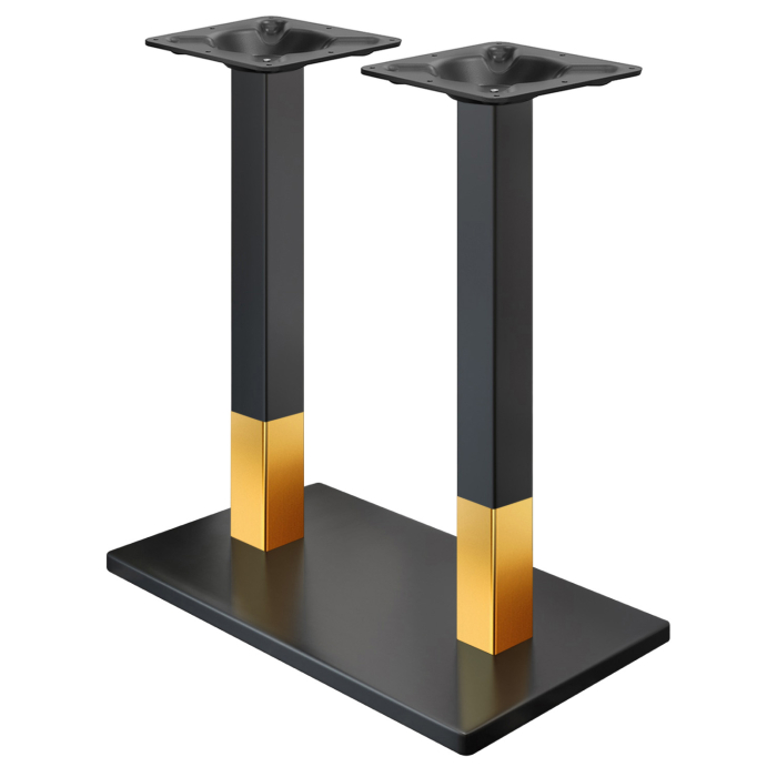 MADRID | Estructura de mesa doble Bistro | Negro/Dorado | Altura: 105 cm | Columna: 6 x 6 cm | Base: 40 x 70 cm