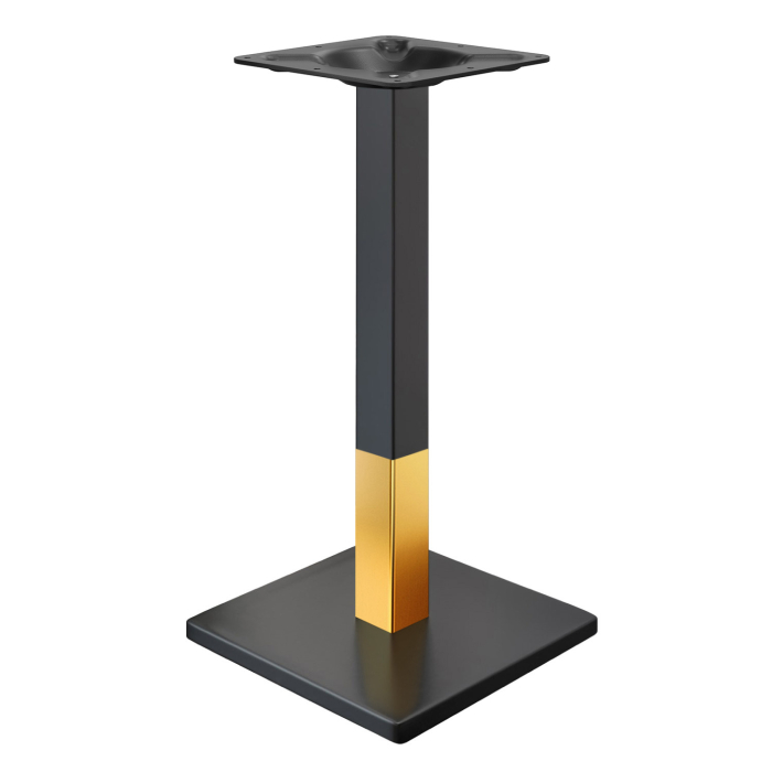 MADRID | Stående bistrobordramme | Svart/gull | Høyde: 104 cm | Søyle: 8 x 8 cm | Bunnplate: 45 x 45 cm