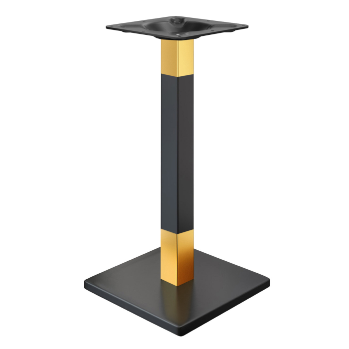 MADRID | Stel til bistrobord | Sort/guld | Højde: 105 cm | Søjle: 8 x 8 cm | Bundplade: 45 x 45 cm