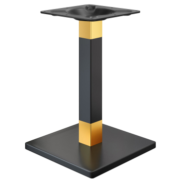 MADRID | Estructura para mesa de bistró | Negro/Oro | Altura: 71 cm | Columna: 6 x 6 cm | Base: 45 x