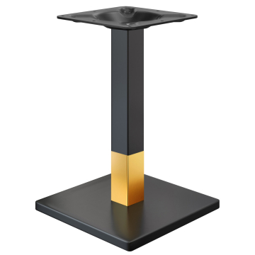 MADRID | Support de table de bistrot | Noir/Or | Hauteur : 72 cm | Colonne : 8 x 8 cm | Plaque de ba