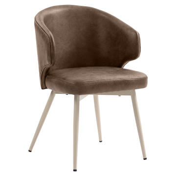 Marie | Hotel Stuhl | Braun | Leder | Gestell Weiß