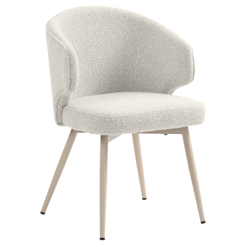 Marie | Hotel Stuhl | Creme | Teddystoff | Gestell Weiß