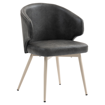 Marie | Hotel Stuhl | Schwarz | Leder | Gestell Weiß