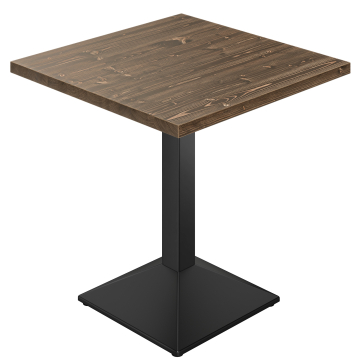 MELIS | Bistro Tisch | B:T 80 x 80 cm | H 80 cm | Walnuß | Gestell: Schwarz | Säule: 6 x 6 cm