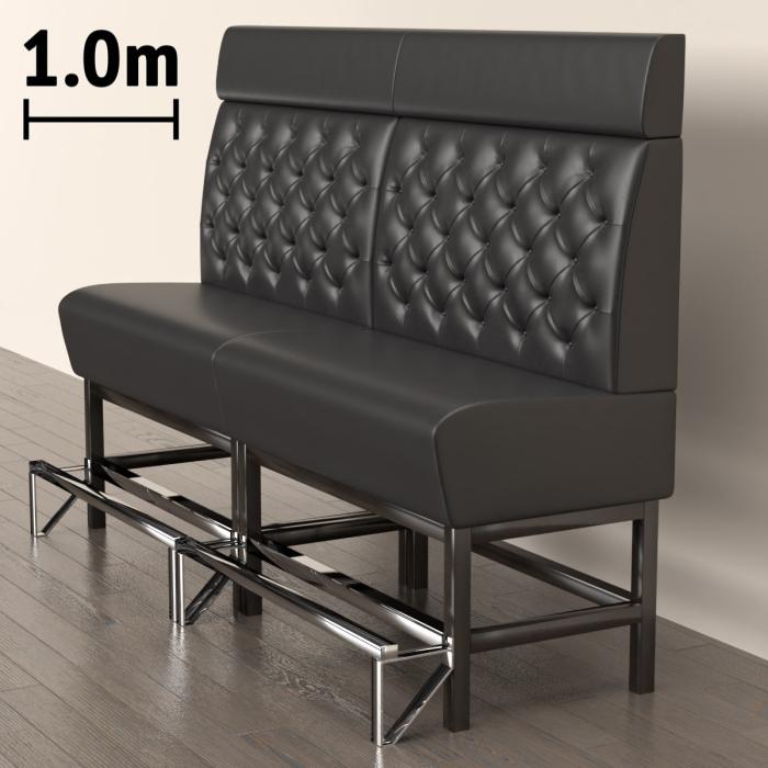 MIAMI | Gastrobänk | B:H 100 x 158 cm | Svart | Chesterfield | Läder
