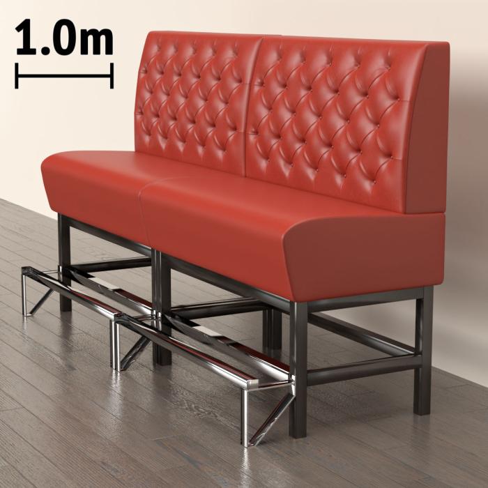 MIAMI | Gastrobänk | B:H 100 x 158 cm | Röd | Chesterfield | Läder