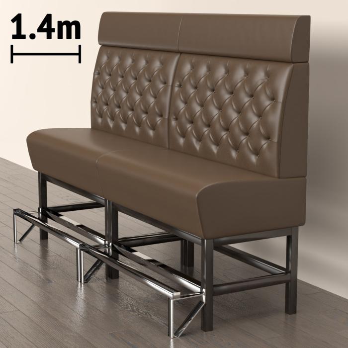 MIAMI | Gastrobänk | B:H 140 x 158 cm | Brun | Chesterfield | Läder