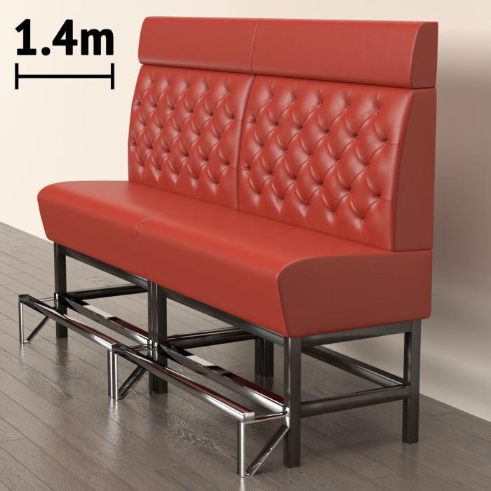 MIAMI | Gastrobänk | B:H 140 x 158 cm | Röd | Chesterfield | Läder