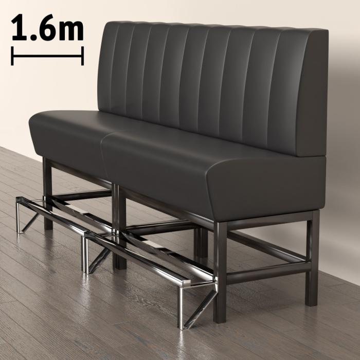 MIAMI | Counter Height Banquette Bench | W:H 160 x 133 cm | Black | Striped | Leather