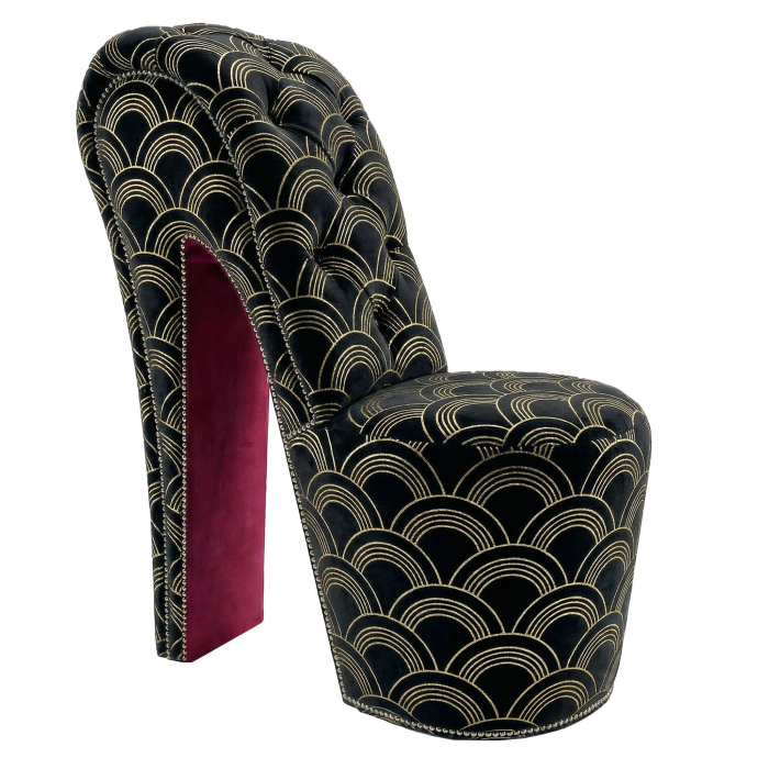 MIRANDA | High Heels Sessel | Chesterfield | Samt | Halbkreise | Schwarz