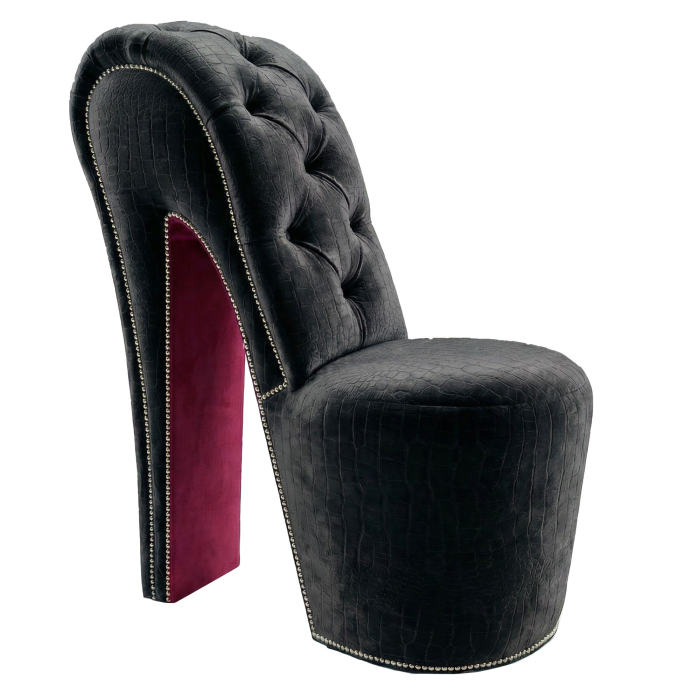 MIRANDA | Højehælsstol | Chesterfield | Samt | Klassisk | Sort