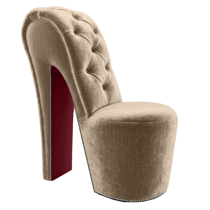 MIRANDA | High Heels Sessel | Chesterfield | Samt | Classic |Taupe