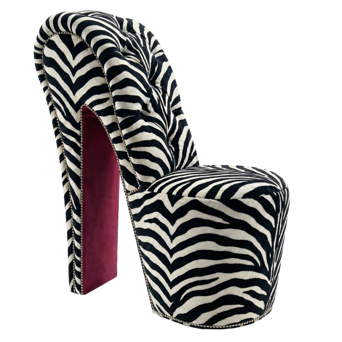 MIRANDA | High Heels Sessel | Chesterfield | Samt | Zebra | Schwarz-Weiß