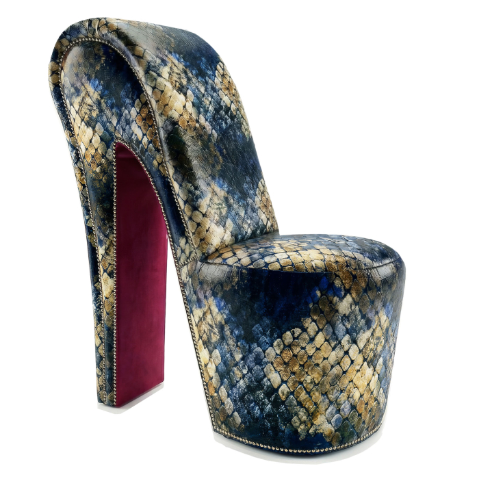 MIRANDA | Høye hæler Stol | Glatt | Samt | Slangehud | Royal Blue/Sand