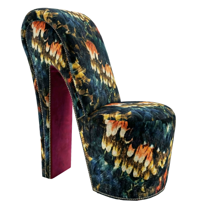 MIRANDA | High Heels Sessel | Glatt | Samt | Fasan | Kupfer/Blau