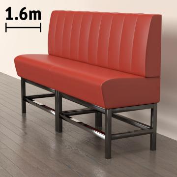 MIAMI | Counter Height Banquette Bench | W:H 160 x 133 cm | Red | Striped | Leather