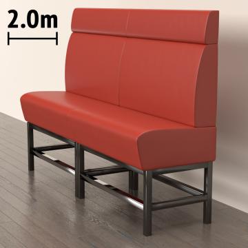 MIAMI | Gastro Hochbank | B:H 200 x 158 cm | Rot | Glatt | Leder