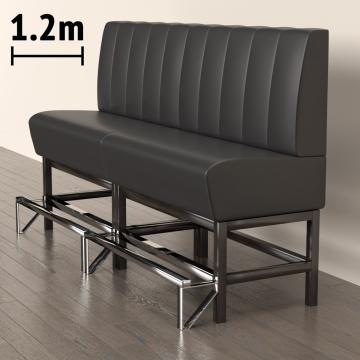 MIAMI | Banco para hostelería | Ancho:Alto 120 x 133 cm | Negro | Rayas | Piel