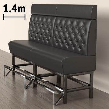MIAMI | Gastrobänk | B:H 140 x 158 cm | Svart | Chesterfield | Läder