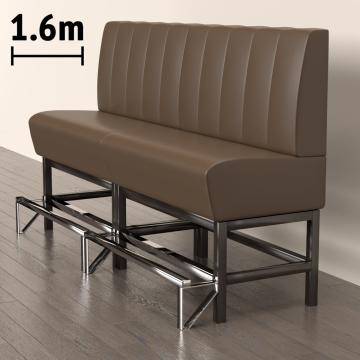 MIAMI | Counter Height Banquette Bench | W:H 160 x 133 cm | Brown | Striped | Leather