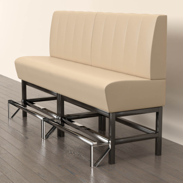 MIAMI | Counter Height Banquette Bench | W:H 160 x 133 cm | Cream | Striped | Leather