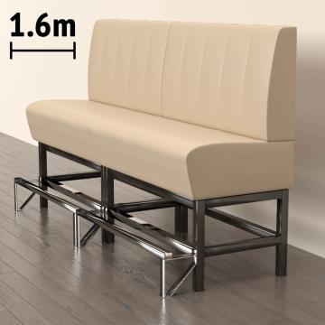 MIAMI | Counter Height Banquette Bench | W:H 160 x 133 cm | Cream | Striped | Leather