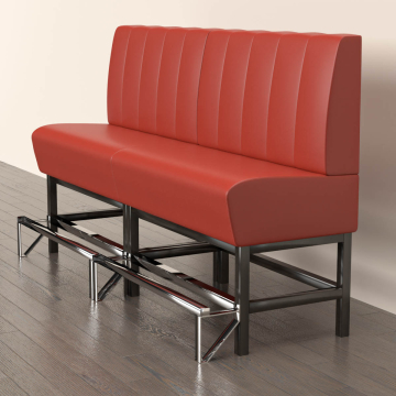 MIAMI | Counter Height Banquette Bench | W:H 160 x 133 cm | Red | Striped | Leather