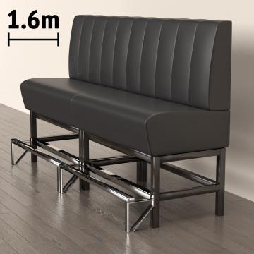 MIAMI | Counter Height Banquette Bench | W:H 160 x 133 cm | Black | Striped | Leather