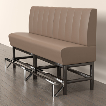 MIAMI | Counter Height Banquette Bench | W:H 160 x 133 cm | Taupe | Striped | Leather