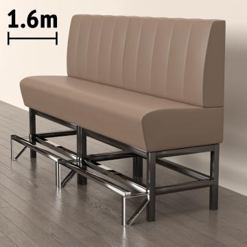 MIAMI | Counter Height Banquette Bench | W:H 160 x 133 cm | Taupe | Striped | Leather